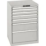 Schubladenschrank H1000xB717xT725mm lichtgrau 7Schubl.Vollauszug,KeyLock