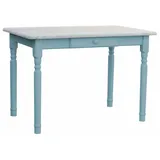 Blau Küchentisch Esstisch Speisetisch Tisch Kiefer Neu Farbe Unbehandelt Schublade - 80 x 80 cm