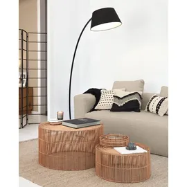 Kave Home Couchtisch Elmima 2er Set Rattan & Geflecht Beige Natur