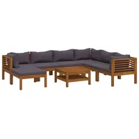 vidaXL Garten-Lounge-Set 8-tlg. grau Akazie