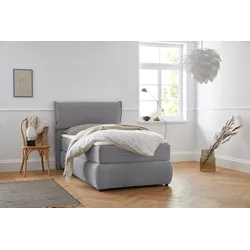 Boxspringbett ANDAS "Jenson", grau, B:128cm L:225cm, Struktur weich (85% Polyester/15% Nylon), Komplettbetten, Boxspringbett, in 4 Farben, 4 Breiten, 3 Matratzenarten in 2 Härtegraden, Topper