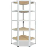 shelfplaza® 180x90x60cm Home Eckregal Schwerlast weiß/Metallregal Eckregal stehend 5 Böden je 175kg Tragkraft/Corner Shelf Schwerlastregal Ecke/Steckregal Schwerlastregal Eckregal