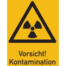 König Werbeanlagen Warnschild Strahlenschutz Vorsicht! Kontamination (WS 140) - 148x210 mm Folie selbstklebend