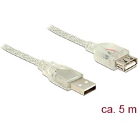 DeLock USB 2.0 USB-A Stecker, USB-A Buchse 5.00m Transparent