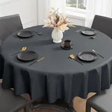 Romanstile Wachstuchtischdecke rund 120 cm Dunkelgrau Outdoor runde Tischdecke PVC Tischtuch abwaschbar wasserdicht wetterfest fleckenschutz für Gartentisch,Esstisch,Garten,Balkon,Couchtisch