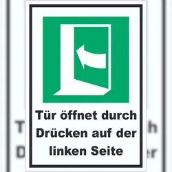Tür öffnet durch Drücken auf der linken Seite Aufkleber A0 (841x1189mm)