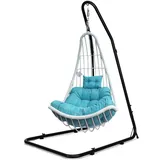 DREAMADE Hängestuhlgestell verstellbar, Freistehendes Hängesesselgestell Metallgestell für Hängesessel, Belastbarkeit max. 150 kg Metallgestell Hängesitze für Garten Hause Balkon, Schwarz