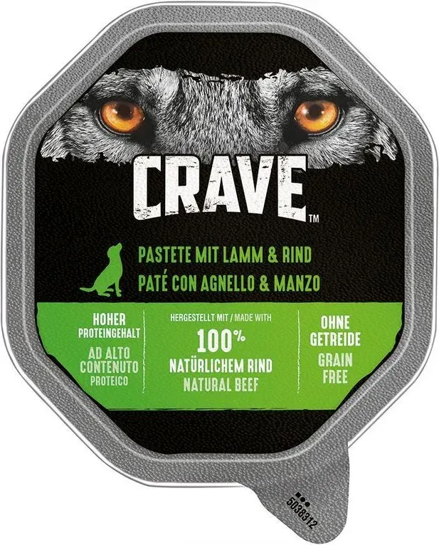 CRAVE Hundefutter für ausgewachsene Hunde, Pastete mit Lamm und Rind 150 g