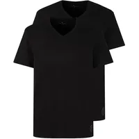 Tom Tailor Herren T-Shirt mit V-Ausschnitt im Doppelpack, 29999 - Black, L