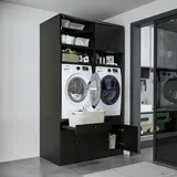 roomartstore.de Waschmaschinen-Doppelschrank SERIE 1 230 x 134 x 67 cm Schwarz