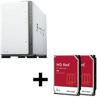 Synology DiskStation DS223J 2 Einschübe NAS-Server Leergehäuse + 8TB (2x4TB) WD Red 40EFPX SATA 3.5" HDD Festplatten