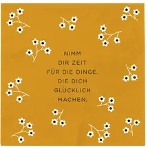 Grafik-Werkstatt Grafik Werkstatt Servietten mit Spruch | 20 Stück | 12,5 x 12,5 cm | gelb | Nimm dir Zeit