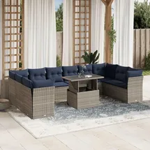 vidaXL Gartensofa-Set 11-tlg. grau