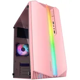 Mars Gaming MC-S1, Gehäuse PC Micro-ATX Ultra-Kompakt, 12-Mode ARGB Frontbeleuchtung, FRGB Lüfter, Full Side Window Gaming Gehäuse, Unterstützt Flüssigkeitskühler bis 120mm, Rosa