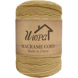 Uiopa Makramee Garn 3mm x 300m Kaffee Baumwollgarn Natürliches Makramee-garn DIY Macrame Cord Dicke Kordel Seil Makramee Zubehör für Makramee Wandbehang, Vorhang, Hängepflanze, Wanddekoration