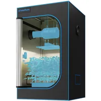 Grow Zelt 120x120x200 cm– 1680D Oxford Indoor Grow Tent mit Diamant Mylar, Lichtdicht & Wasserdicht, Stabiler Metallrahmen, Hochleistungs-Reißverschluss, Belüftung & Bodenwanne