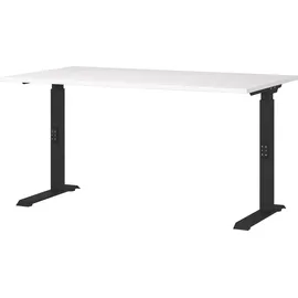 Germania DOWNEY höhenverstellbarer Schreibtisch weiß rechteckig, C-Fuß-Gestell schwarz 140,0 x 80,0 cm