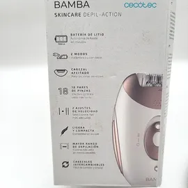 Cecotec Kabelloser Epilierer Bamba SkinCare Depil-action. Lithiumbatterie, 40 Minuten Akkulaufzeit, Wasserdicht, Austauschbare Köpfe, 2 Geschwindigkeitseinstellungen, Kabelloser Modus