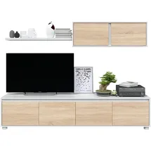 HOGAR24 Alida TV-Lowboard 200 x 43 x 41 cm Weiß/Eiche Holz