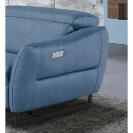 Egoitaliano "Dafne, elegantes Designsofa mit hohem Sitzkomfort", mit und ohne elektrischer Relaxfunktion, Kopfteile manuell verstellbar blau