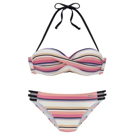 VENICE BEACH Bügel-Bandeau-Bikini, Damen creme-rosa, Gr.42 Cup D,