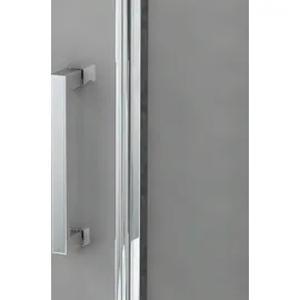 SoGood doporro Eck-Duschkabine 80x90x195cm Eckdusche ESG-Sicherheitsglas Milchglas Streifen inkl. beidseitiger Easy-Clean-Beschichtung Ravenna36MS-Plus - Transparent
