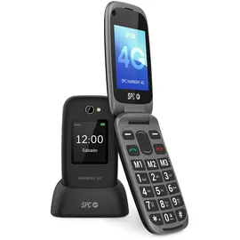 SPC Harmony 4G - Mobiles Klapphandy für Senioren, große Tasten, hörgerätekompatibel, Fernkonfiguration, SOS-Taste, hohe Klingellautstärke, Ladestation, Schwarz