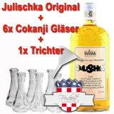 (22,99 EUR/L) Julischka 25%vol. BirneSljivoMix Kroatien +6 Cokanji+1 Trichter