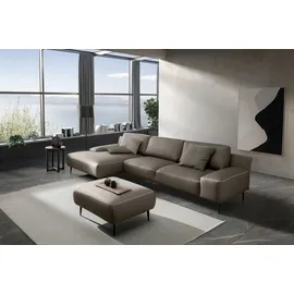 Designwerk Ecksofa DESIGNWERK "Forma L-Form, zeitloses Designsofa mit aktuellem Fuß", braun (mud), B:344cm T:162cm, Leder;Struktur 98% Polyester, 2% Acryl, Sofas, Ecksofa, in hochwertiger Verarbeitung & tollem Sitzkomfort