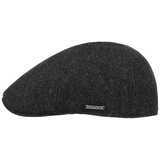 Stetson Texas Wool Herringbone Cap Flatcap Schirmmütze Mütze Gatsbymütze Wollcap Herren - Wintercap mit Schirm, Futter Winter Herbst-Winter - M (56-57 cm) schwarz-grau - 58-59