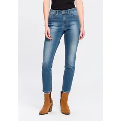 7/8-Jeans »Shaping«, eng anliegend, Röhrenjeans, Used-Waschung, High-Waist, 7/8-Länge, Gr. 34 - N-Gr, blue-used, , 392938-34 N-Gr