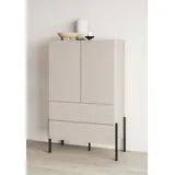otto home Wäscheschrank OTTO HOME "Jukon, moderner griffloser Kleiderschrank, Metallfüsse, Made in Europe", beige (kaschmir), B:90cm H:150cm T:50cm, FSC-zertifizierter Holzwerkstoff, Melamin, Metall, Schränke, Mehrzweckschrank,2 Schubladen, 2 Türen,