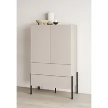 otto home Wäscheschrank OTTO HOME "Jukon, moderner griffloser Kleiderschrank, Metallfüsse, Made in Europe", beige (kaschmir), B:90cm H:150cm T:50cm, FSC-zertifizierter Holzwerkstoff, Melamin, Metall, Schränke, Mehrzweckschrank,2 Schubladen, 2 Türen,