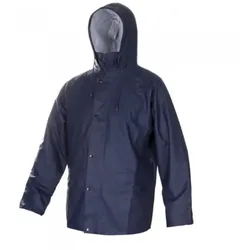 Blaue, elastische Regenjacke mit Verstärkung