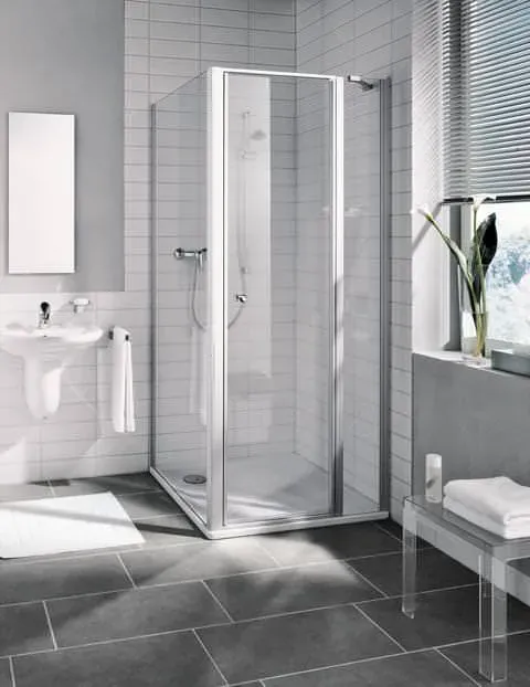 Kermi IBIZA 2000 Schwingtür mit Festfeld I2 STR/L 1850 BV: 715-750 Weiß ESG klar Clean