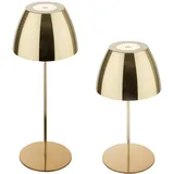 Briloner - LED Tischlampe kabellos IP44 mit Touch, stufenlos dimmbar, Akku & Lichtquelle tauschbar, Nachttischlampe, Wohnzimmer, LED Lampe, Akku Tischleuchte, Outdoor, 13,5x36 cm (DxH), Goldfarbig