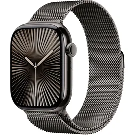 Apple Watch Series 10 GPS + Cellular 46 mm Titangehäuse schiefer Milanaise Armband schiefer S/M