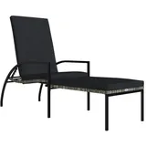 Sonnenliege mit Fußhocker PE-Rattan Grau