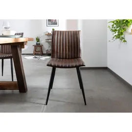 Massivmoebel24 Polsterstuhl Leder braun