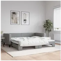 LuxusKollektion Schlafsofa Schlafsofa 2Sitzer Klappsofa 100 x 200 mit Bettkasten Hellgrau grau