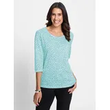 Inspirationen Print-Shirt INSPIRATIONEN "Shirt", Damen, Gr. 36, blau (weiß, ozean, bedruckt), 50% Baumwolle, 50% Modal, bedruckt, gemustert, mehrfarbig, Rundhals, Shirts