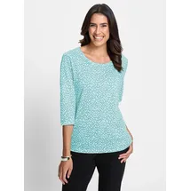 Inspirationen Print-Shirt INSPIRATIONEN "Shirt", Damen, Gr. 36, blau (weiß, ozean, bedruckt), 50% Baumwolle, 50% Modal, bedruckt, gemustert, mehrfarbig, Rundhals, Shirts