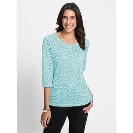 Inspirationen Print-Shirt INSPIRATIONEN "Shirt", Damen, Gr. 36, blau (weiß, ozean, bedruckt), 50% Baumwolle, 50% Modal, bedruckt, gemustert, mehrfarbig, Rundhals, Shirts