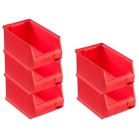 SparSet 5x Rote Sichtlagerbox 3.0 | HxBxT 12,5x14,5x23,5cm | 2,8 Liter | Sichtlagerbehälter, Sichtlagerkasten, Sichtlagerkastensortiment, Sortierbehälter