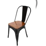 Möbelliebling Esszimmerstuhl Metallstuhl stapelbar schwarz matt Sitz Pinienholz LINA