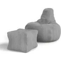 Juskys Sitzsack Chillex mit Hocker - Hellgrau