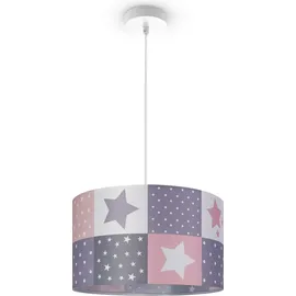 Paco Home Kinderlampe Deckenlampe LED Pendelleuchte Kinderzimmer Lampe Sternen Motiv E27 Leuchten Farbe / Größe Pink (Ø38cm) - Weiß