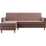 CosmoLiving by Cosmopolitan Ecksofa "Liberty, L-Form", rosa (altrosa), B:213cm H:82cm T:154cm, Veloursstoff 100% Polyester, COSMOLIVING BY COSMOPOLITAN, Sofas, Ecksofa, mit Schlafffunktion, Recamiere beidseitig montierbar, Sitzhöhe 43 cm