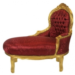 Casa Padrino Barock Kinder Chaiselongue Bordeaux Muster / Gold - Kindermöbel