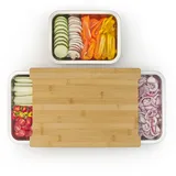 Blumtal Schneidebrett Holz - Frankfurter Brett 40x28,5x6,5cm - Bambus mit Auffangschale